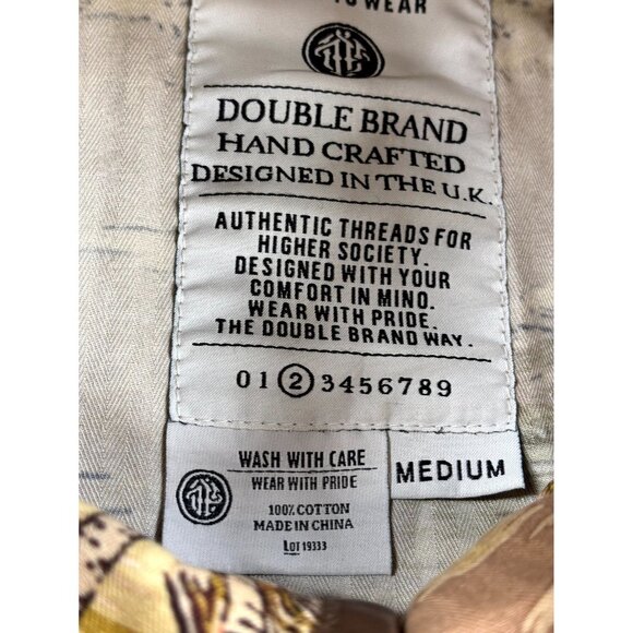 Under Two Flags Shacket Shirt Mens Medium Beige Hawaiian 100% Cotton Button-Up - Picture 7 of 12